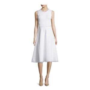 A.L.C. Theresa A-Line Heavy Knit Fringe Dress - White XS